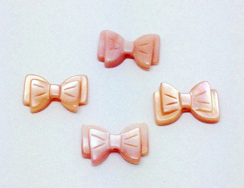 Natural Pink Carved Shell Bow Beads